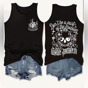 Black Graphic T-Shirts with Skull Design